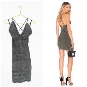 NWT By The Way Goldie Knit Mini Dress in Black & Gold Size Medium Cocktail Party